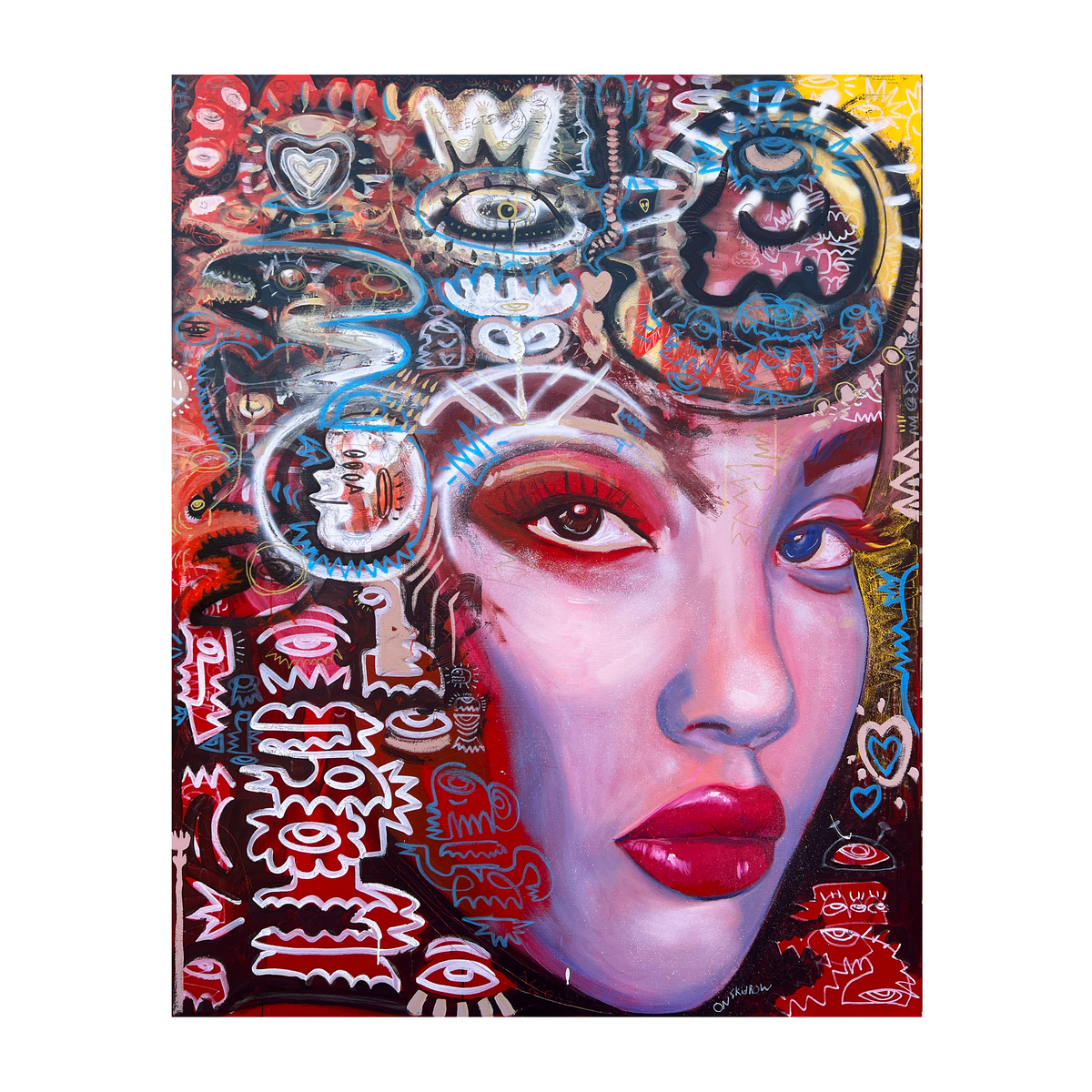 COSMIC HELMETS : 2024 48" x 60" Mixed Media on Canvas Painting